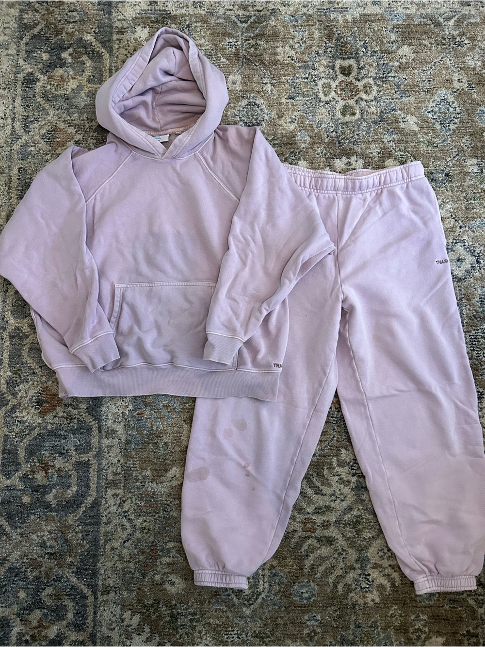 Aritiza TNA Sweatfleece - Mega fit style in pale lavender (pants damaged)